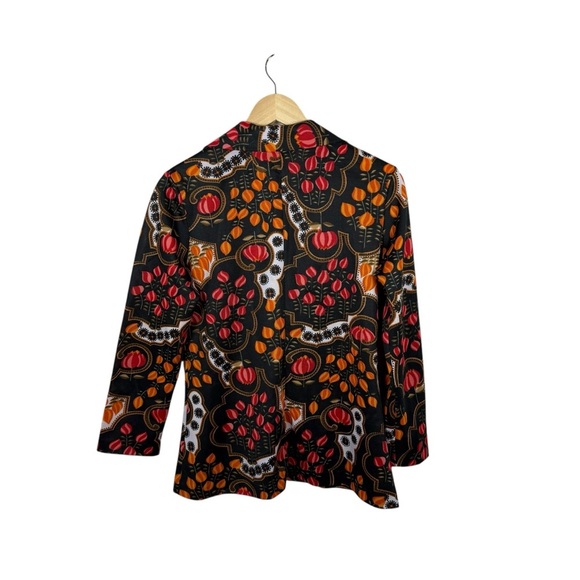 VINTAGE Rhoda Lee Women’s Floral Button Down Blouse Black/Red/Orange OS - Picture 4 of 6